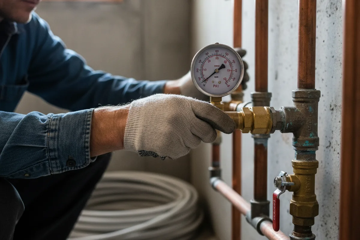 Pressure testing a repaired line during Water Line Repair in Leesburg